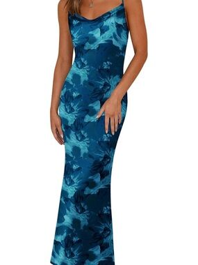 PrettyGarden Teal Blue Patterned Dress